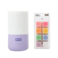 BT21 큐브 캔들워머 세트 타이머 LED 무드등 램프, BT21 캔들 워머