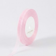 T 쉬폰 오간디 리본 라이트핑크 10mm 45m 꽃포장재료 스트랩 띠지 공예 DIY
