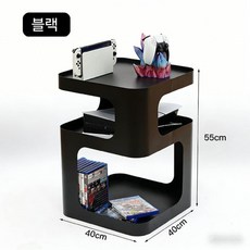 콘솔 랙 협탁 탁자 보관 수납 슬림 테이블 거실 선반, 검은색 PS5 콘솔