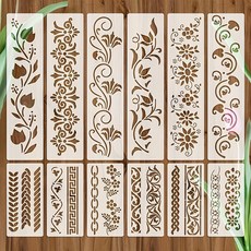 제니미엘 스텐실 도안 꽃무늬 빈티지 패턴 다꾸 캘리그라피 우드아트 페인팅, 1세트