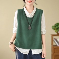 루즈핏 날씬해 보이는 조끼 니트 조끼 여자 봄 가을 겨울 CIILLNY