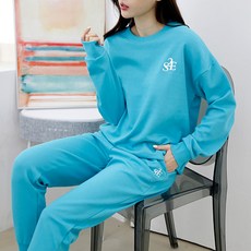 SOON2DLE 女款休閒套裝 英文刺繡長袖T恤+束口褲