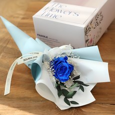 BeautifulDecoSense 永生花LED燈玫瑰花束+手柄盒, 藍色