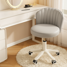 SeekFun 높이조절 화장대 의자 회전 바퀴형 등받이 의자 침실 화장대 전용, 1개, Light gray/연회색