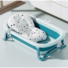 2023新款加大折疊浴盆 泡腳桶 感溫浴盆 防滑浴盆 附溫度顯示儀, 1個, 感溫計澗石藍(加大止滑78*49*21)
