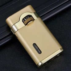 2025 JOBON 기계 금속 부탄 가스 라이터 야외 방풍 연결 점화 푸른 불꽃 토치 휴대용, 02 Gold