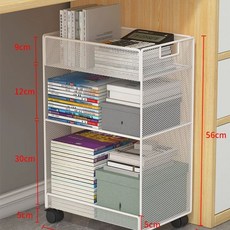 이동식 책상밑 선반 정리대 데스크 철제 화이트 대형, 1개, C. 흰색 3겹 중간 크기 이동 모델 - 촘촘한 메쉬