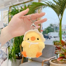 햇햇덕덕 귀여운 오리 인형 9cm 키링 백참 가방 꾸미기, 버클 실버 체인