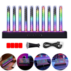 차량용 에어컨 벤트 클립 차안 음향 감응 차안 LED 다채로운 RGB 무드등 효과 USB, 1세트
