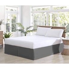 침대보 퀸 사이즈 - 100% 천연 면 800TC 스플릿 코너 화이트 퀸 베드 스커트 45.7cm(18인치) 드롭 - 중앙 및 코너 플리츠 (화이트 퀸 45.7cm(18인치), Dark Grey
