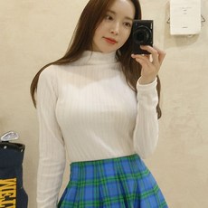 골지 반목폴라 여성 긴팔 골프 겸용 니트 티셔츠