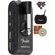 펜더 머스탱 마이크로 개인 기타 앰프 번들 (오스틴 바자르 독점 12개 픽과 교육용 DVD 포함), 케이스 포함