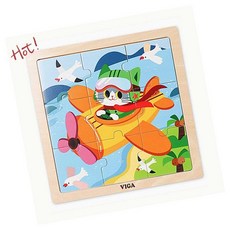 비가 원목퍼즐 비행기 9p 조각 그림 맞추기 어린이장난감