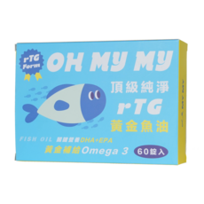 MYMY 黃金魚油，富含Omega-3，促進心血管健康，提升記憶力, 1個, 60顆