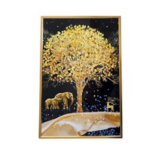 꾸미아트 해바라기 잉어 목단 부엉이 풍수인테리어 그림액자 돈벼락 사업운 대박복, 1개, 20x30 금나무코끼리사슴