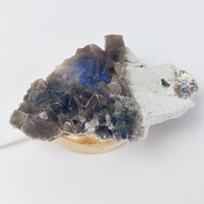 瑤港仙 螢石礦標 霧藍 羽毛體 半山半水 藍螢石 完整方塊體, 1個