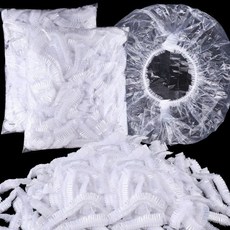 샤워 캡 200PCS 대형 두꺼운 일회용 그릇 커버 여성용 투명 플라스틱 랩 헤어 트리트먼트용 목욕