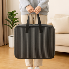 브레보 방수 튼튼 대형 이불 가방, 1개, 차콜 스트라이프