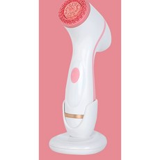 CNAIER 電動矽膠洗臉儀 臉部毛孔清潔刷 附3種刷頭 便攜設計, 粉色電動洗臉儀