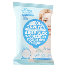아리얼 스무스 앤 퓨어 코튼 쿨링 데오 티슈 플랫 20p, 10개, 100g