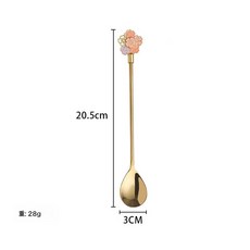 304不銹鋼 日式櫻花長柄甜品勺 燕窩攪拌冰勺, 金色長花勺, 1個