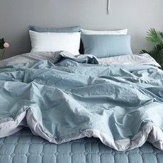 (세탁망 증정) 호주 프리미엄 메리노울 양모 이불 사계절 차렵 이불, 블루(세탁망 증정)