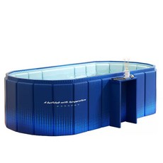 可折疊泡澡桶 免安裝摺疊泡澡桶 大空間泡澡桶 附側邊桌 雙孔排水設計, 加長置物深藍贈品, 1個