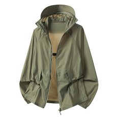 【釣友俱樂部】戶外防曬衣 男女裝 復古潮牌 阿美咔嘰 夏季薄款 百搭夾克外套, 軍綠色,XL, 1個