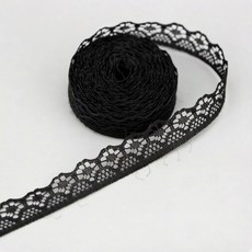 (20사이즈/롤) 15mm 화이트 핑크 블루 레이스 원단 리본 장식 포장재 의류 재봉틀 인테리어 DIY, 1개, Black