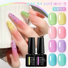 시리즈 젤 네일 폴리쉬 세트 글리터 세미 퍼머넌트 UV 네일 키트 네일 아트 매니큐어 봄 여름용, 마카롱, 8개, 7ml