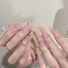 臺灣出貨 玫瑰僊女純手工美甲穿戴甲磨砂腮紅立體玫瑰花高級氛圍感顯白氣質 NG8U, 1個, 腮紅玫瑰,S(收藏送美甲工具五件套)