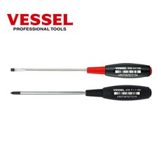 VESSEL 베셀 No.610 (1 x 100mm)십자 (4 x 100mm)일자 고무 그립 자루 드라이버 세트