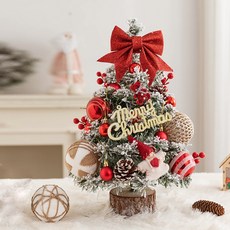 SeekFun 책상 크리스마스 트리 크리스마스소품 데코 장식 미니45cm/60cm 폴세트, 레드 폭풍