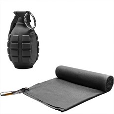 휴대용포 츠 타월 습식 건식 극세사 여행용 수건 다용도 타월 50 x 100 cm + 실리콘 케이스, 1개, 검정색