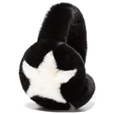 여성용 퍼지 이어머프 접이식 트렌디 스타 패턴 이어 커버 플러시 머리띠 야외 방풍 귀여운 이어 워머 블랙. 미디엄 134759, 블랙