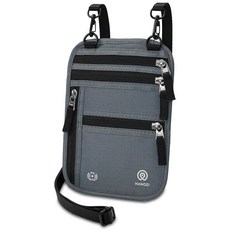 HANOZI 목 지갑 - 여성 및 남성용 여행용 파우치 RFID 차단 여권 홀더 슬림 지갑 블랙. 255652 6743979417, 스모크 그레이