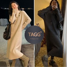 TAGG 터틀넥 긴팔 니트 원피스