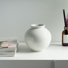 박수재 수공예 달항아리 무광 1호 돌상 소품 화병 풍수지리 17cm