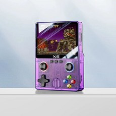 3.5인치 IPS 화면 레트로 비디오 게임 콘솔 휴대용 클래식 게임, 투명퍼플 32G+8000+게임, 기본 색상