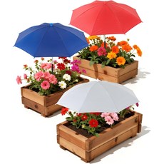 야외 식물을 위한 푸베아시 식물 우산 3 팩 화분용 정원 그늘막 및 침대 23.6 햇빛 가리개 커버, 1Red 1Silver 1Dark