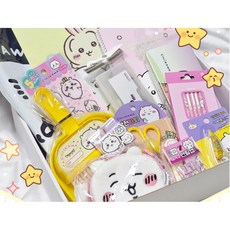 입학선물 먼작귀 치이카와 9종 문구선물세트, 핑크 베이직세트(9종)