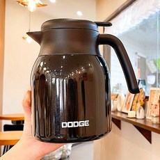 希樂道奇多用保溫壺 316不鏽鋼內膽 大容量防漏保溫水壺 一鍵按壓出水 家用辦公桌上型保溫壺, 黑色 1200ml, 1個