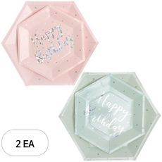 JOYPARTY 생일파티 접시 트윙클 핑크 12p + 민트 12p, 2세트