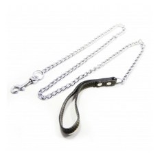 [EI461] 애견산책 리드 도기프랜드 가죽손잡이 체인 리드줄, S, 1개