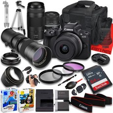 캐논 EOS R50 미러리스 카메라 RFS 1845mm f4.56.3 STM 및 RF 75300mm f45.6 420800mm f8 렌즈 + 64GB 메모리 여분 배터리 케이스