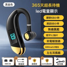V15藍牙耳機電量顯示超長待機高端掛耳跑步運動商務高清通話爆款, V15黑金+充電線+耳帽, 如圖所示