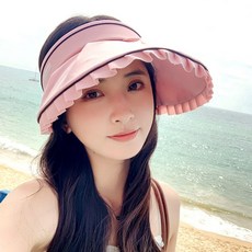 프릴리즈 크로스백 썬캡 와이드 챙 모자 핑크 여름aja8+4AbS