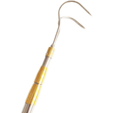 잔디 갈퀴 막대 후크 낚시 낫 벌초 제초 잡초 관리, 노란색1.5미터+이빨고리3개+낫