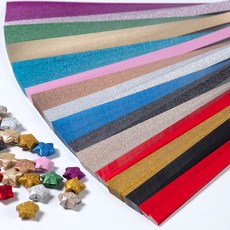 star starred 더 쉬운 큰 별 접기 도톰한(120g) 15컬러 반짝이 펄지 [1.5cm(폭)*30cm(길이)], 525매