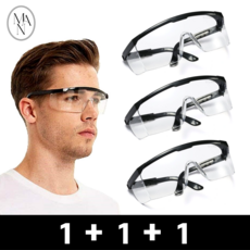 1+1+1 미엔느아 작업 보안경 김서림방지 보호 안경 고글, 블랙, 1개